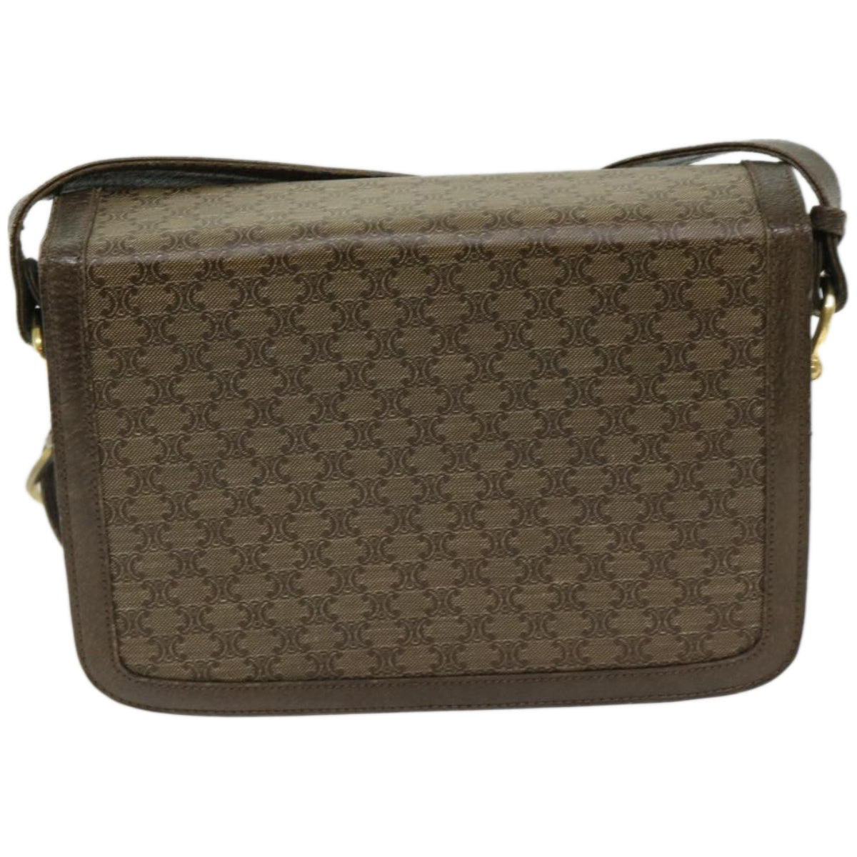Luxury CELINE Macadam Canvas Shoulder Bag Brown 67180