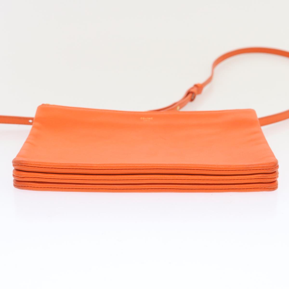 Luxury CELINE Trio Small Shoulder Bag Leather Orange 67320