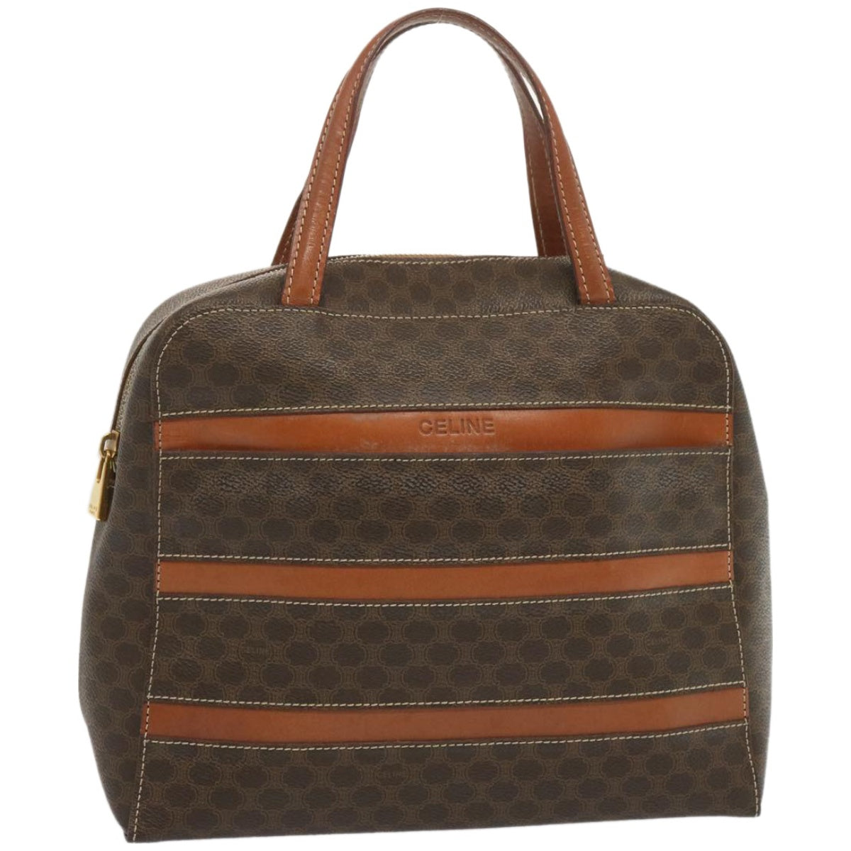 Luxury CELINE Macadam Canvas Hand Bag PVC Brown 67332