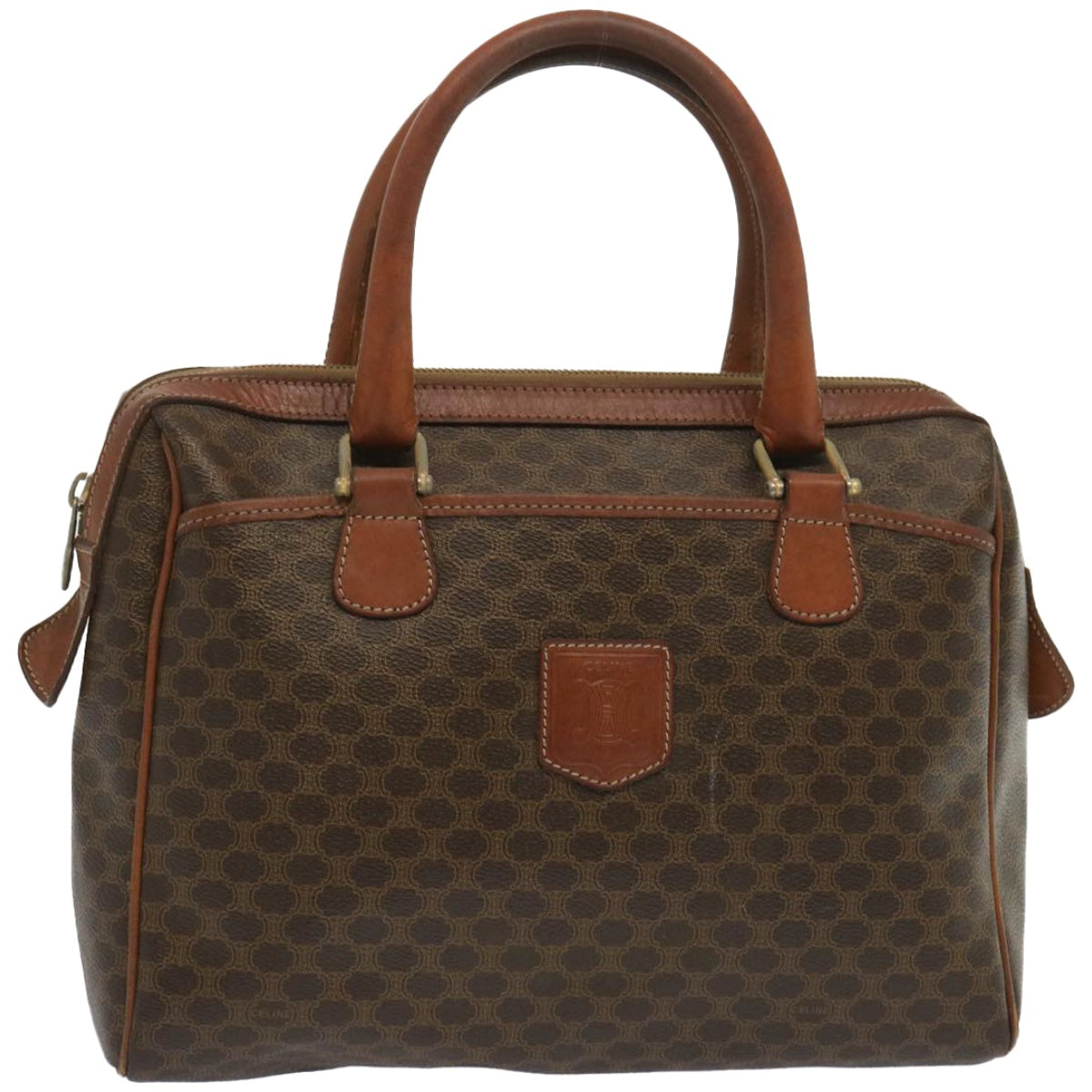 Luxury CELINE Macadam Canvas Hand Bag PVC Brown 67335