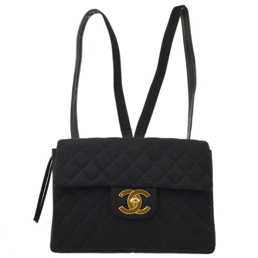 Chanel Black Cotton Backpack