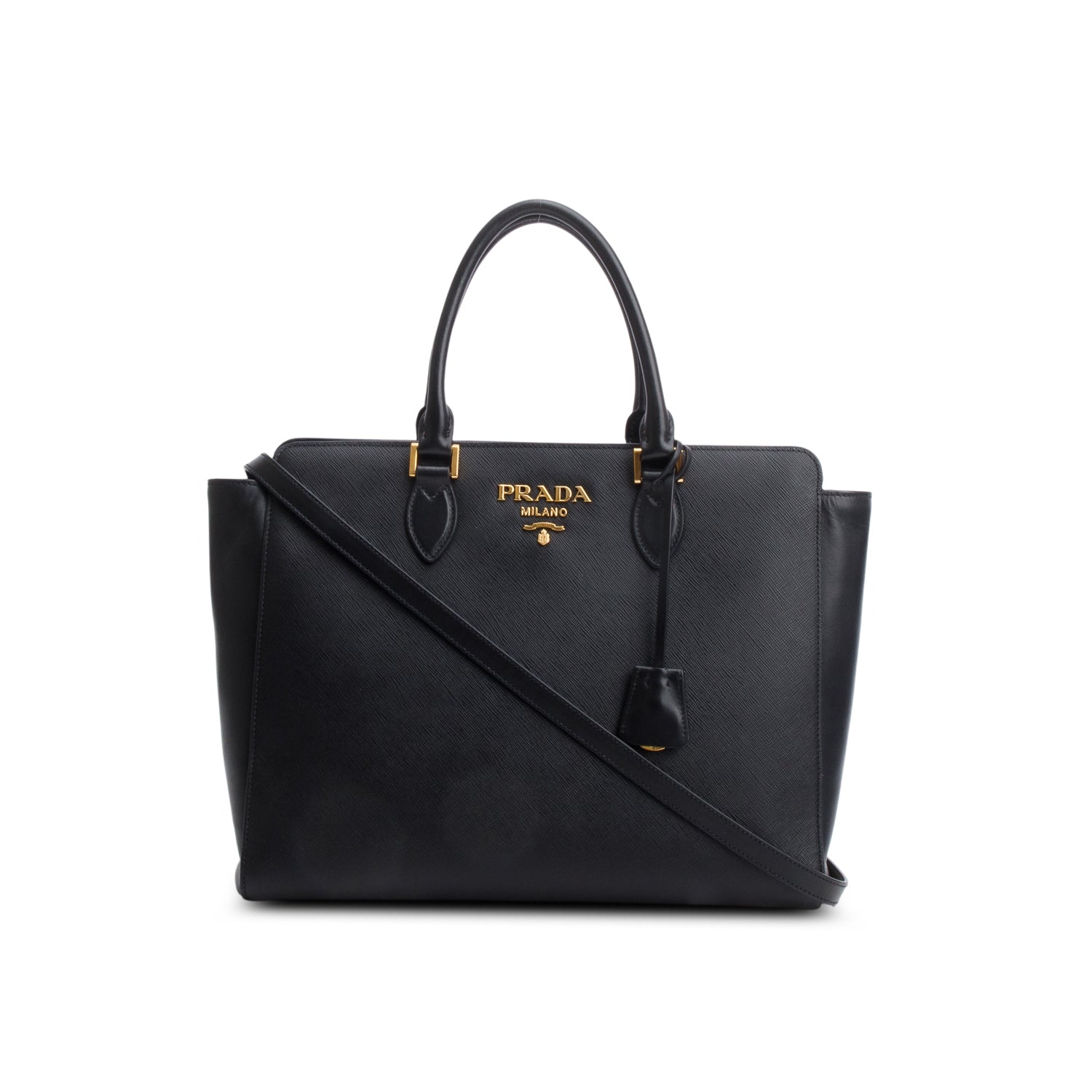 Prada Black Saffiano Soft Calf Leather Medium Tote