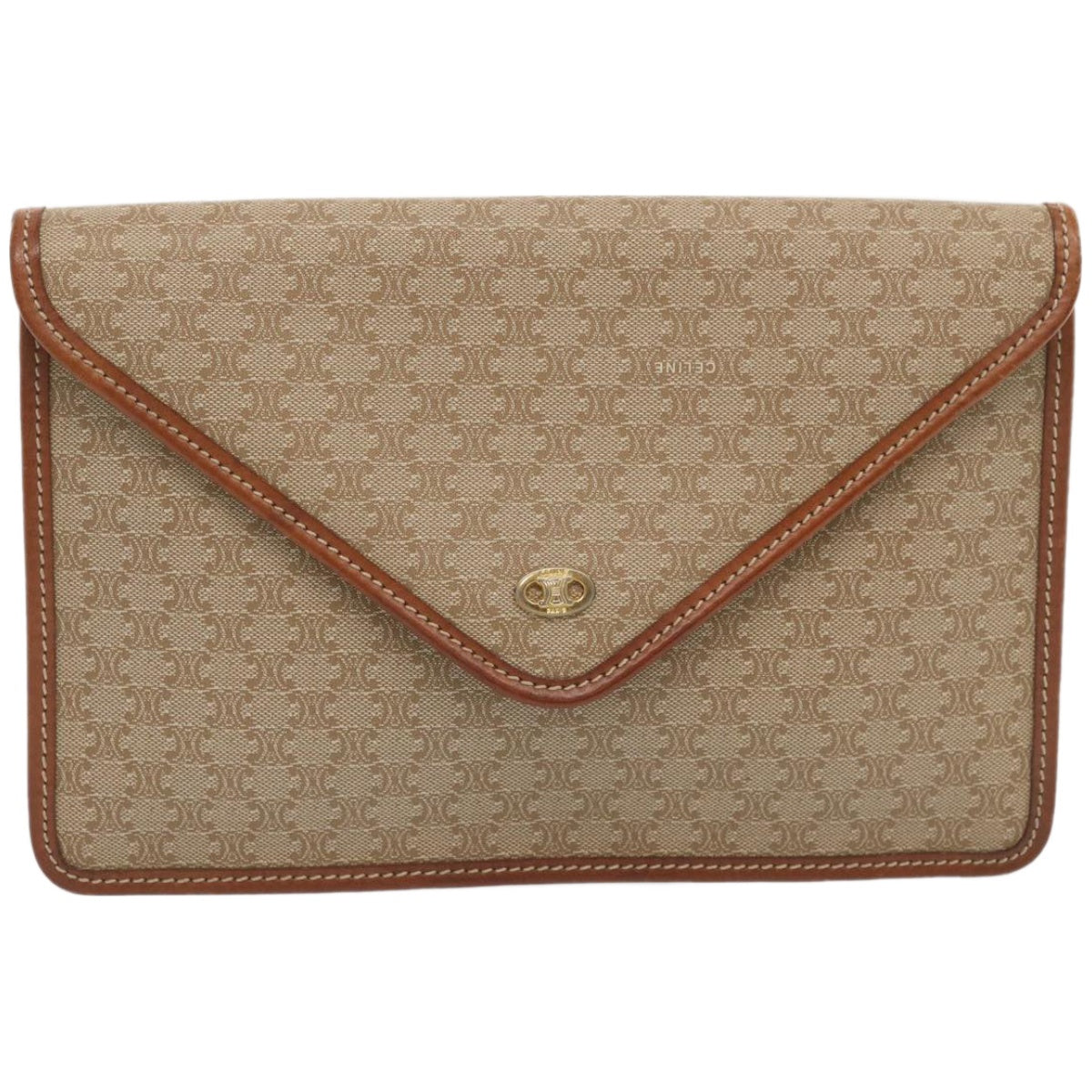 Luxury CELINE Macadam Canvas Clutch Bag Beige 67439