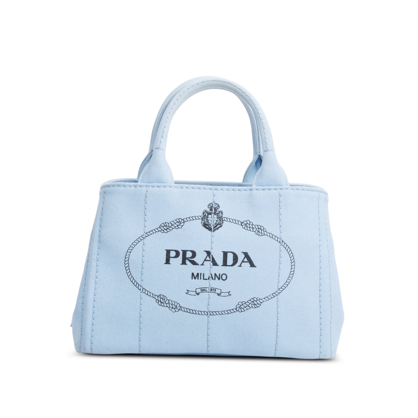 Prada Blue Canvas Small Canapa Logo Tote
