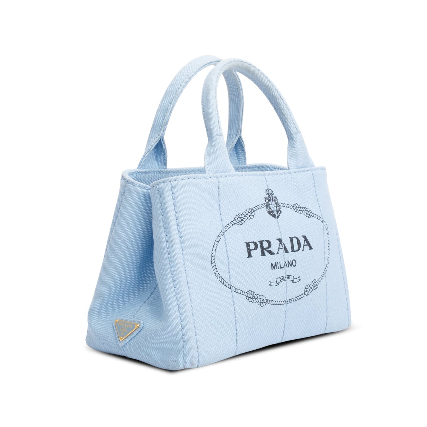 Prada Blue Canvas Small Canapa Logo Tote