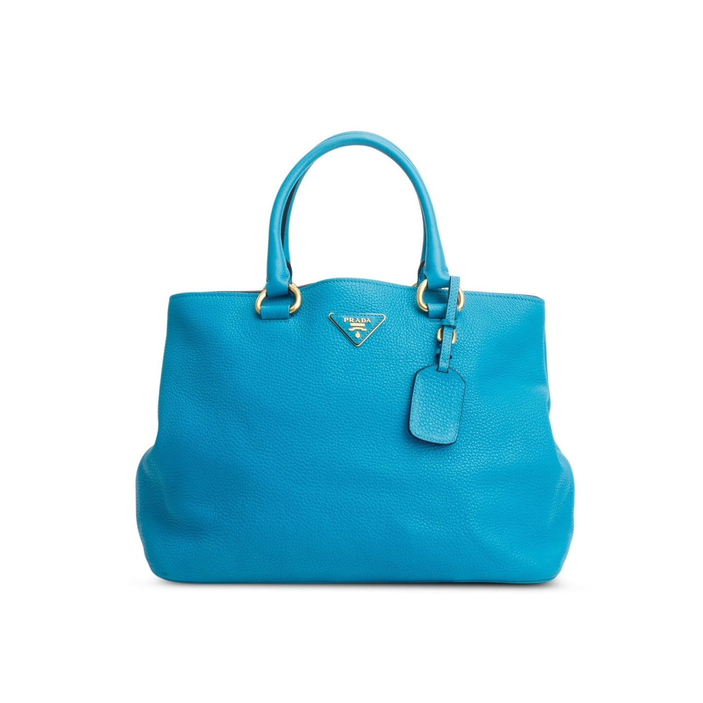 Prada Blue Vitello Daino Convertible Tote