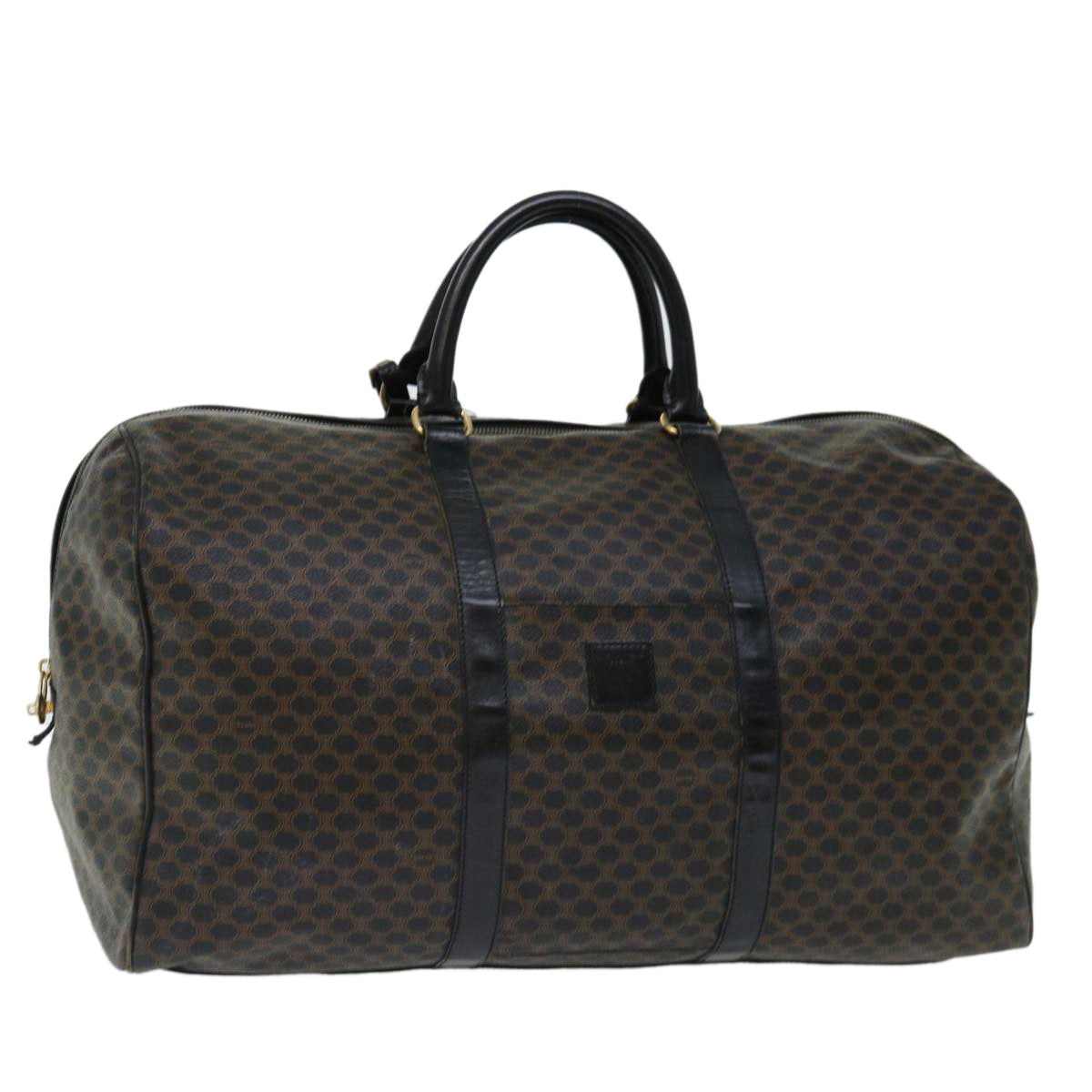 Luxury CELINE Macadam Canvas Boston Bag PVC Black 67629