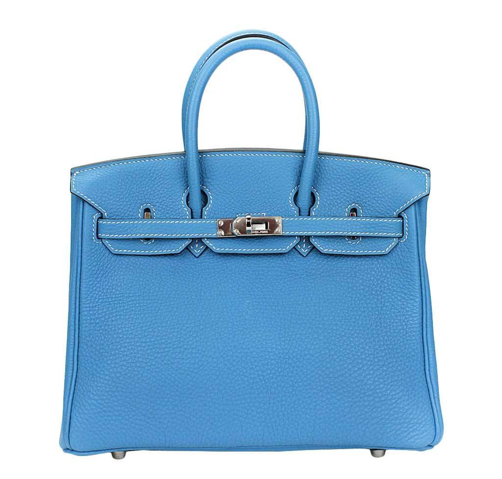 HermesBirkin 25 Blue Jean Bag PHW