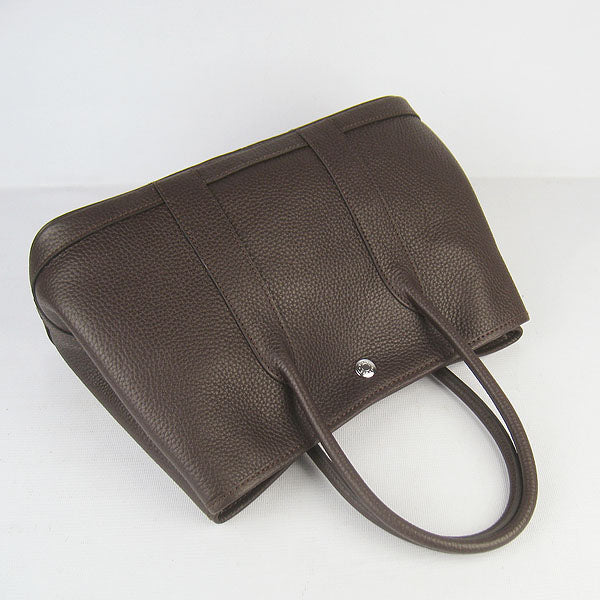 Luxury Hermes garden party handbag dark coffee