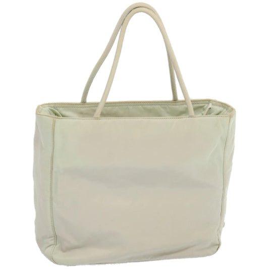 PRADA Hand Bag Nylon White Auth 67984
