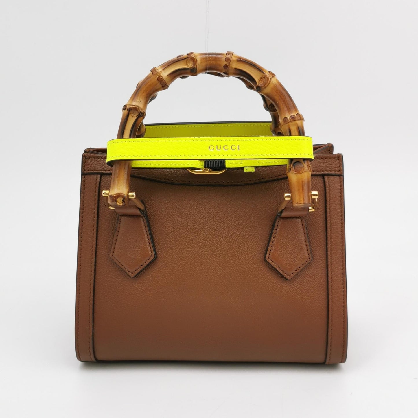 Gucci Diana Mini Tan Brown Leather Bag Bamboo Handle with Strap