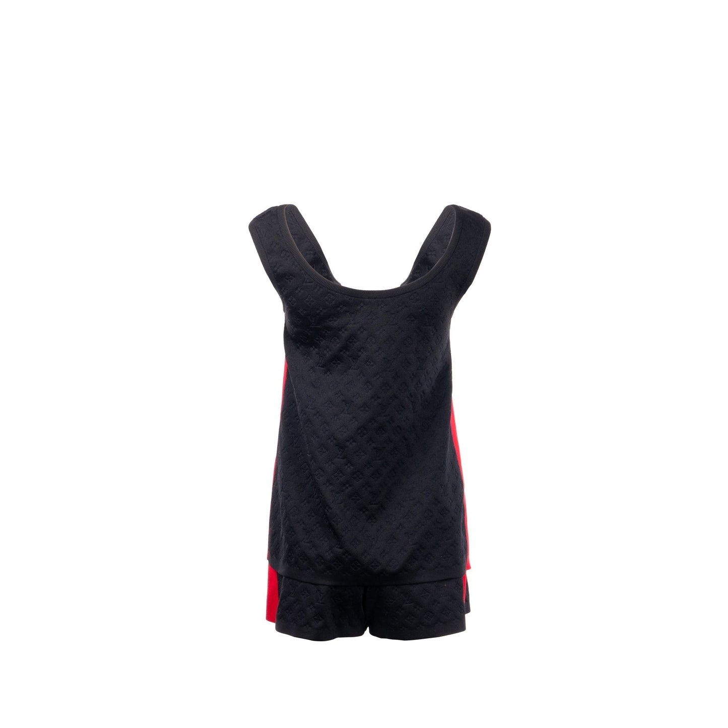 Louis Vuitton size XS Sporty Tank Top and shorts suit Embossed Monogram silk/polyamide black /red Shoulder Bag