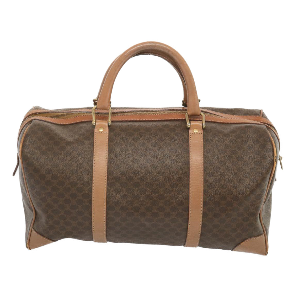 Luxury CELINE Macadam Canvas Boston Bag PVC Brown 68005