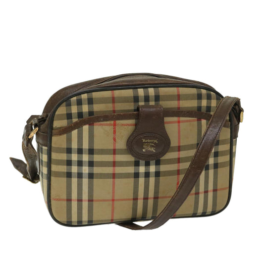 Burberry Nova Check Shoulder Bag Canvas Beige Auth 68023