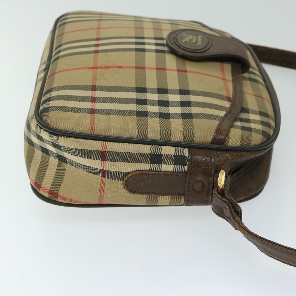 Burberry Nova Check Shoulder Bag Canvas Beige Auth 68023