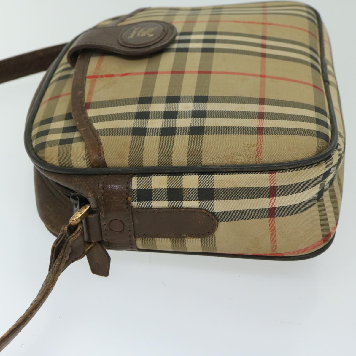 Burberry Nova Check Shoulder Bag Canvas Beige Auth 68023