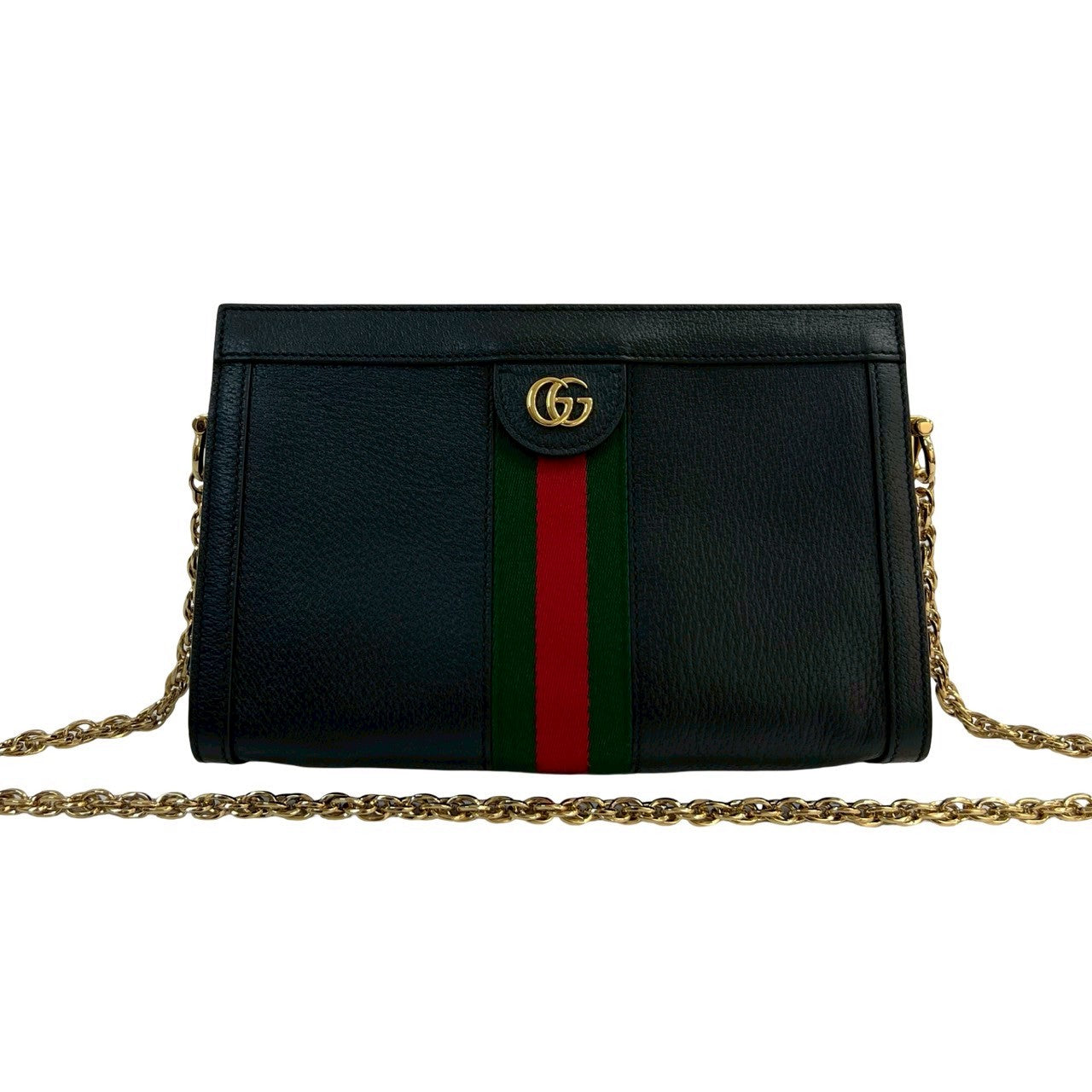GUCCI Shoulder Bag leather black Sherry line Ofidia