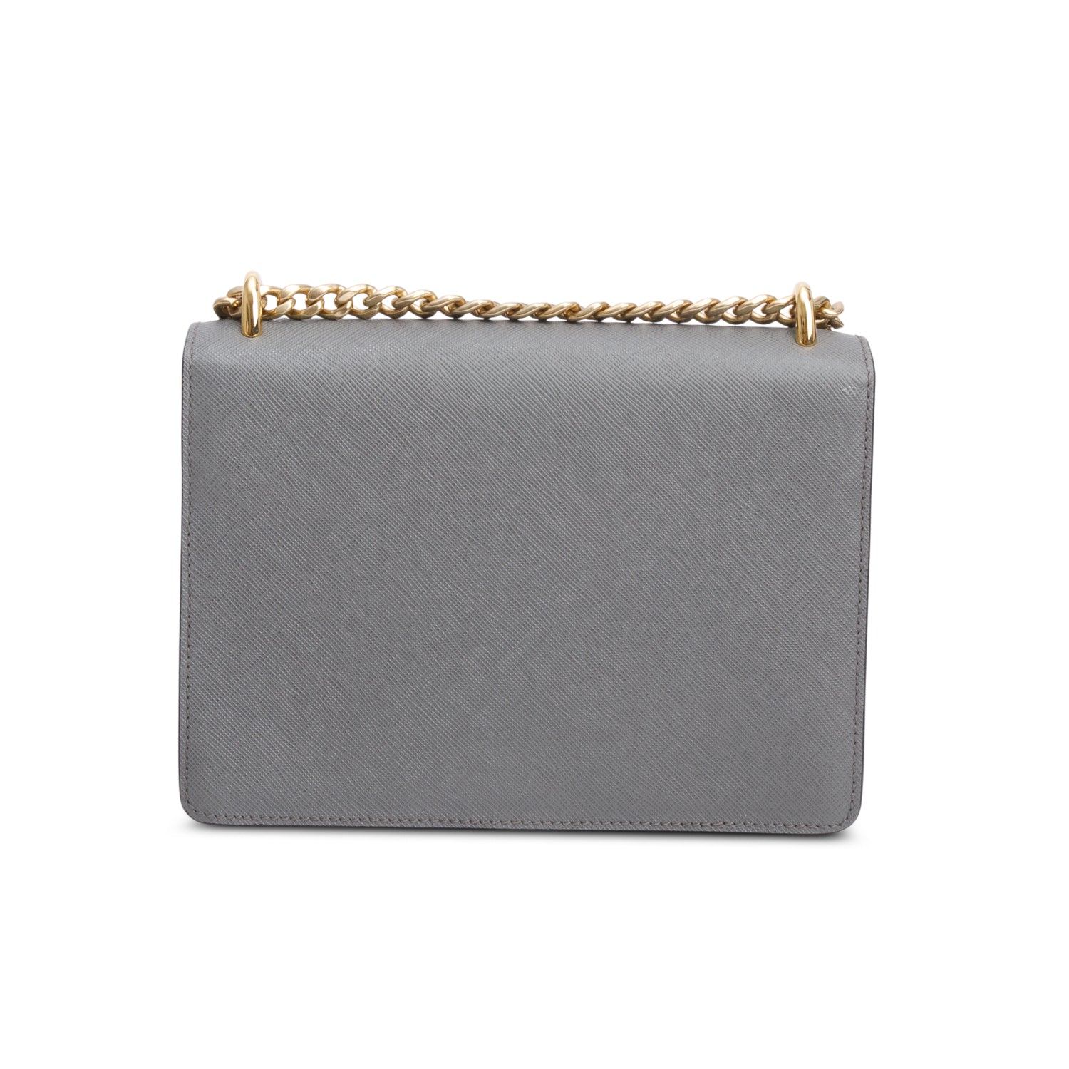 Prada Grey Saffiano Leather Envelope Shoulder Bag