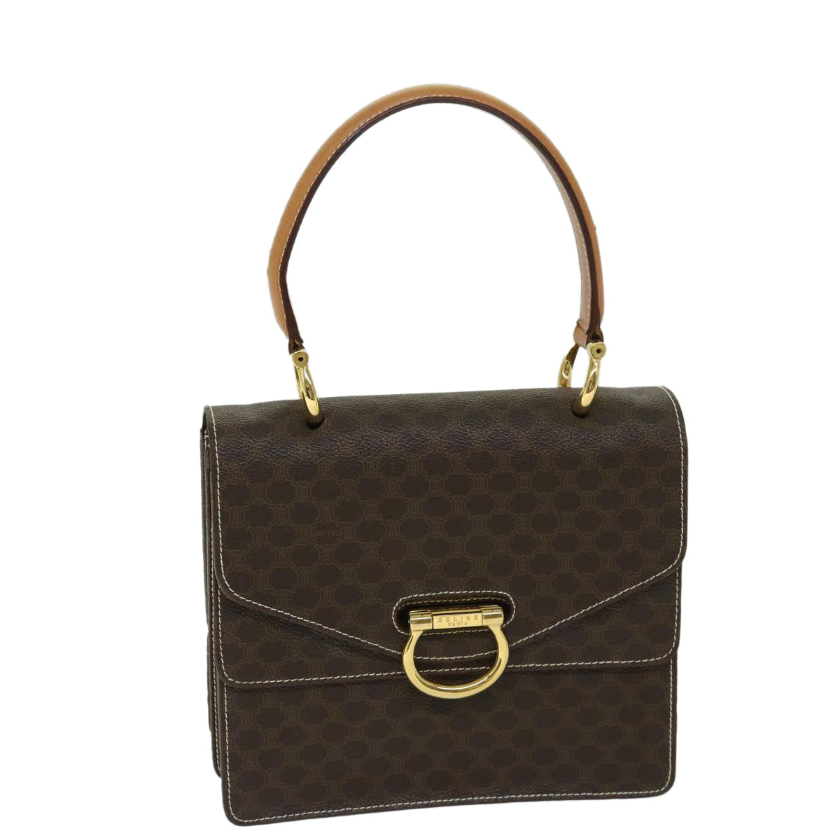 Luxury CELINE Macadam Canvas Hand Bag PVC Brown 68359