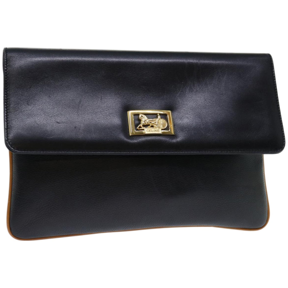 Luxury CELINE Clutch Bag Leather Black 68363