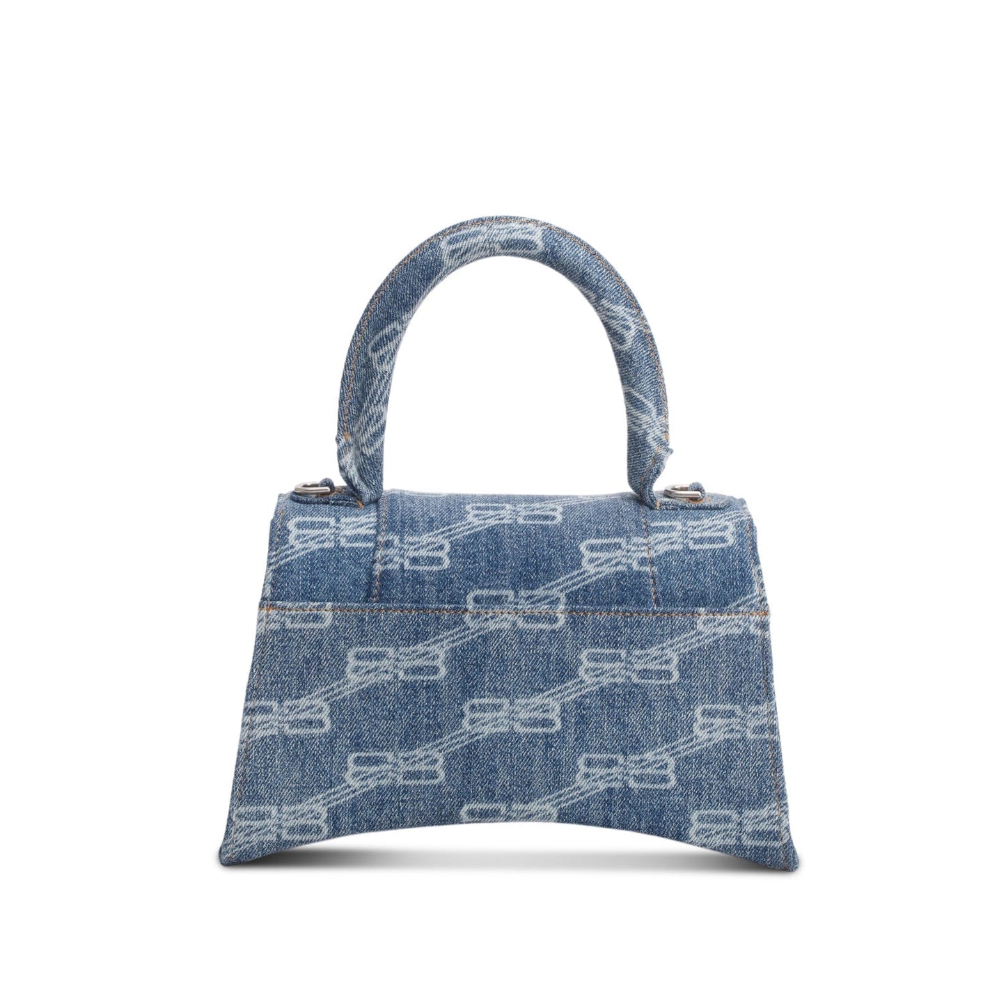 Balenciaga Blue BB Monogram Denim Small Hourglass Top Handle Bag