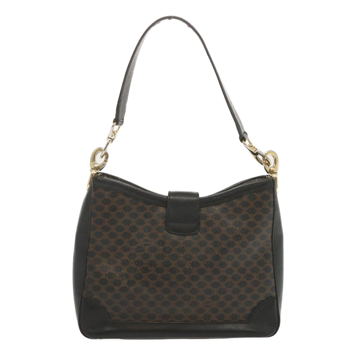 Luxury CELINE Macadam Canvas Shoulder Bag PVC Black 68449
