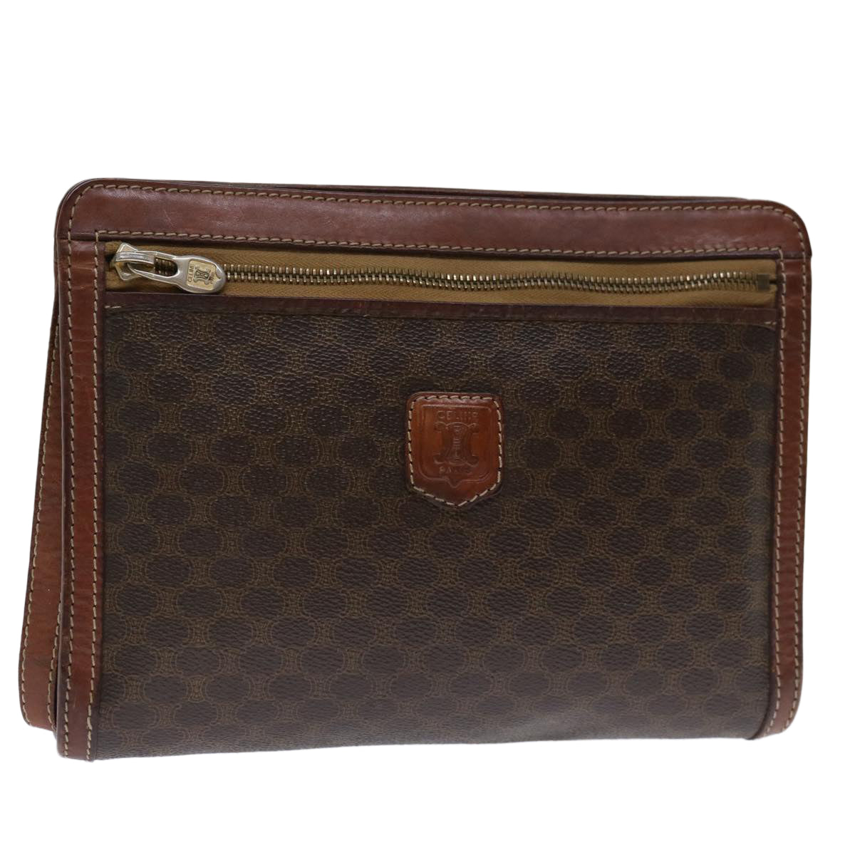 Luxury CELINE Macadam Canvas Clutch Bag PVC Brown 68503