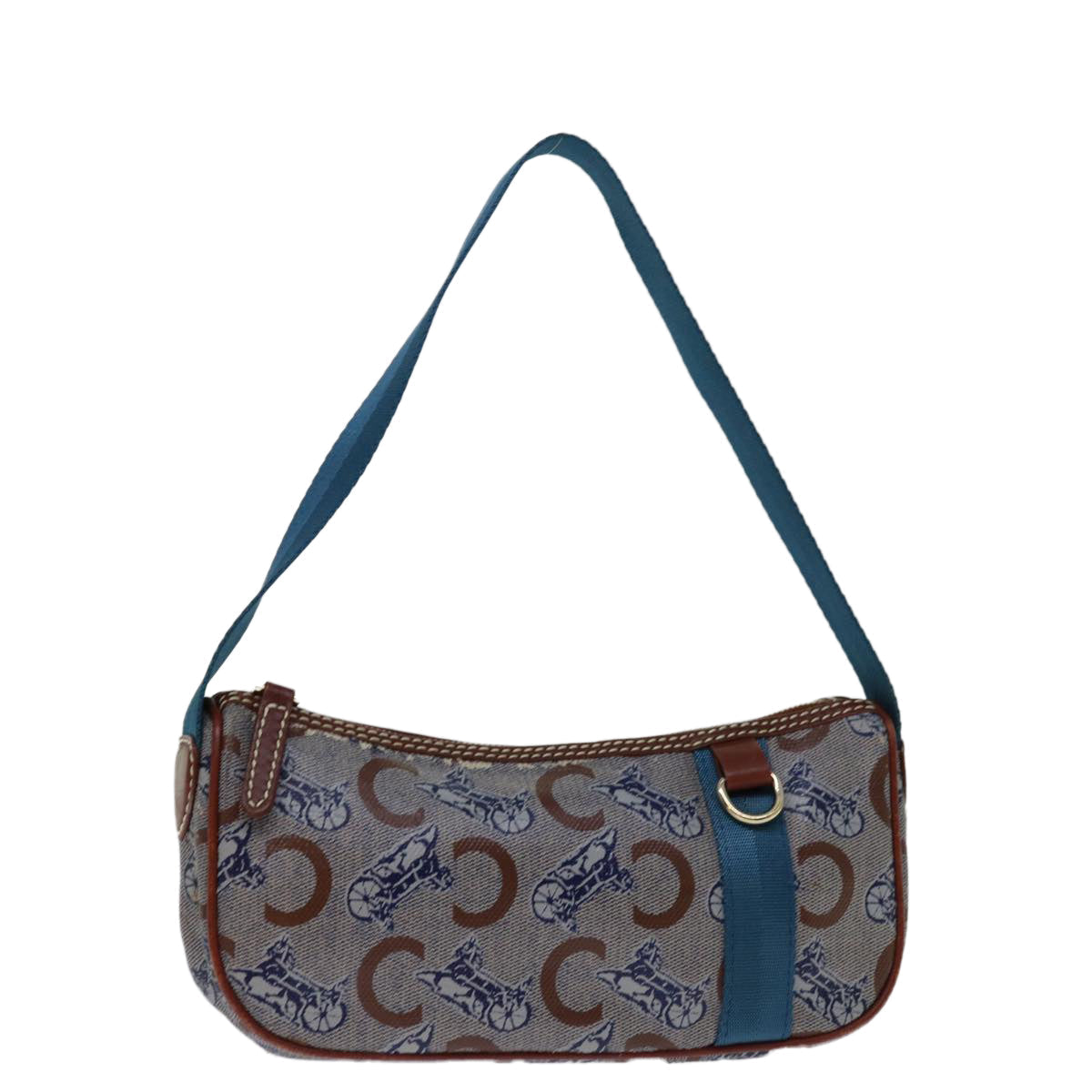 Luxury CELINE C Macadam Canvas Shoulder Bag Blue 68504