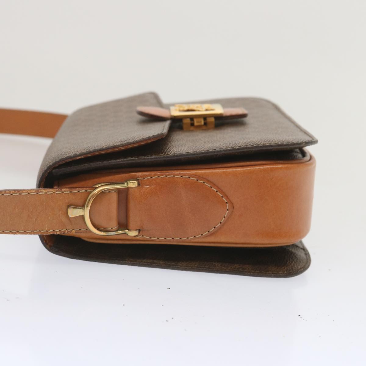 Luxury CELINE Macadam Canvas Shoulder Bag PVC Leather Brown 68505