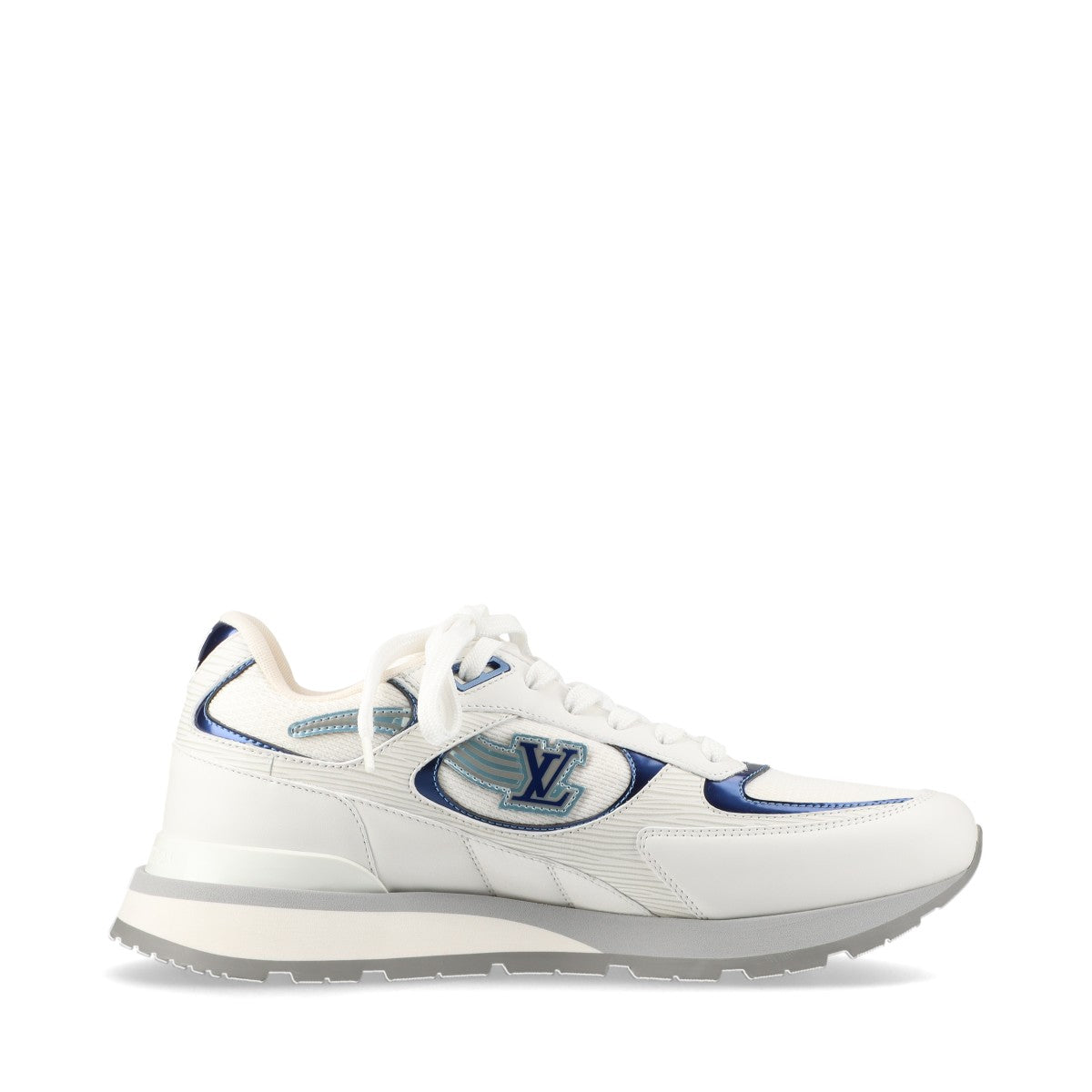 Louis Vuitton Lanewline 22 Years Mesh Leather Trainers 6 Mens White × Blue BM0292 LV Logo Bag