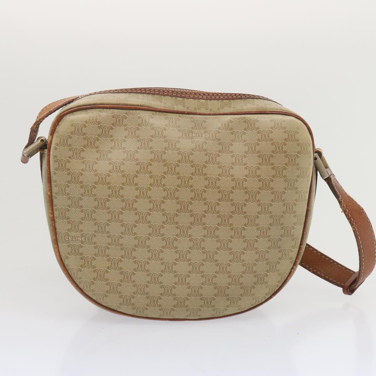 Luxury CELINE Macadam Canvas Shoulder Bag Beige 68512