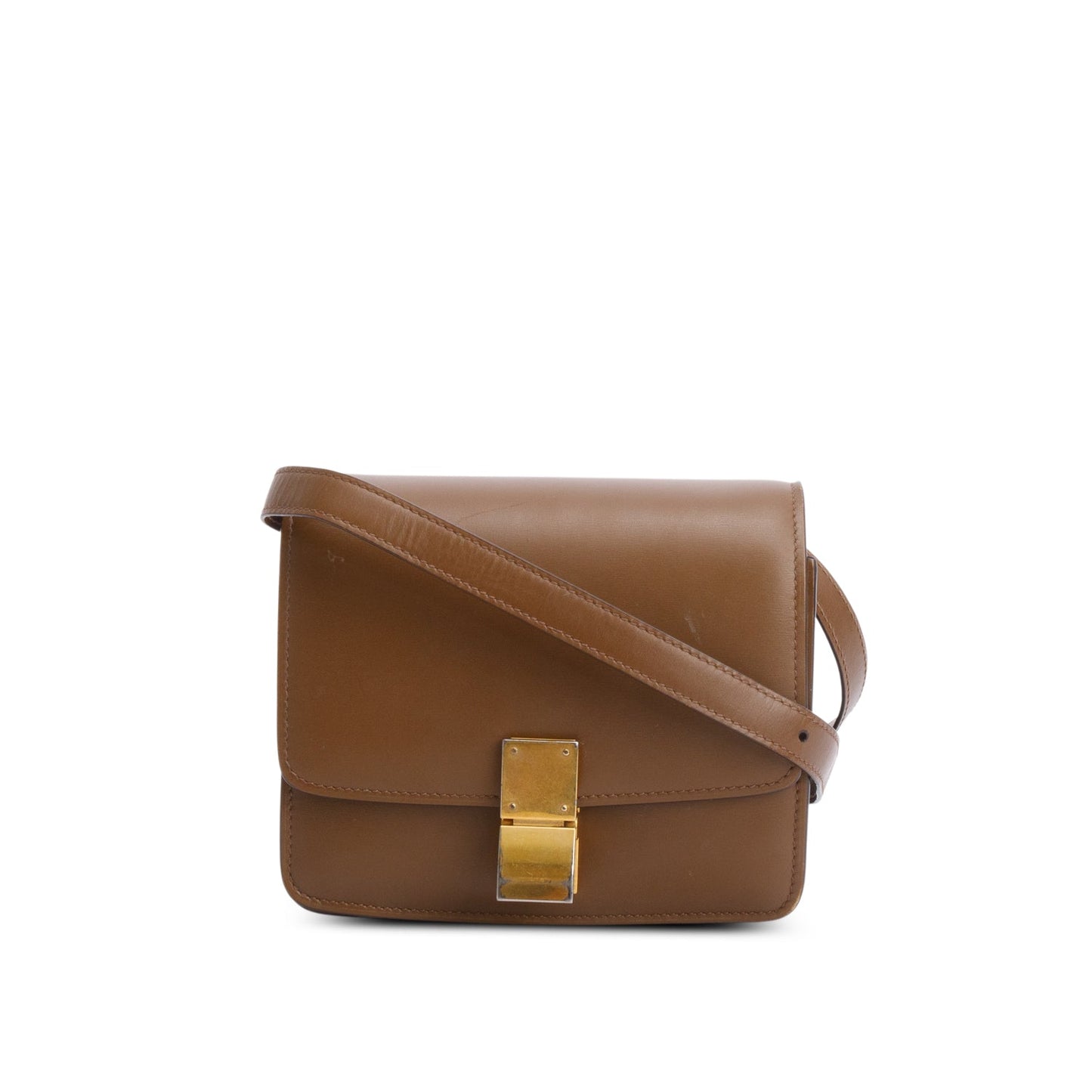 Celine Brown Smooth Calfskin Small Classic Box Flap Bag