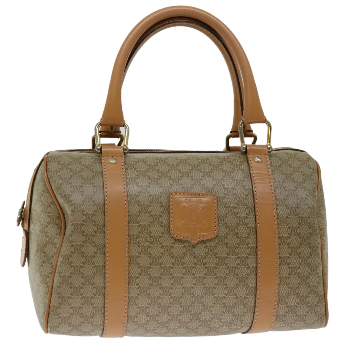 Luxury CELINE Macadam Canvas Hand Bag Beige 68570