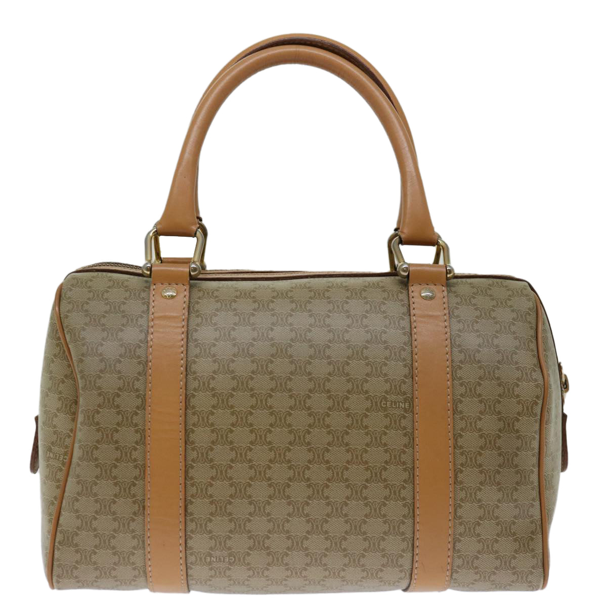 Luxury CELINE Macadam Canvas Hand Bag Beige 68570
