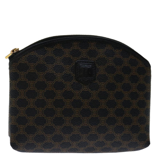 Luxury CELINE Macadam Canvas Cosmetic Pouch PVC Leather Black 68652