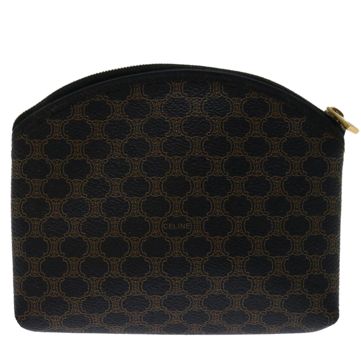 Luxury CELINE Macadam Canvas Cosmetic Pouch PVC Leather Black 68652