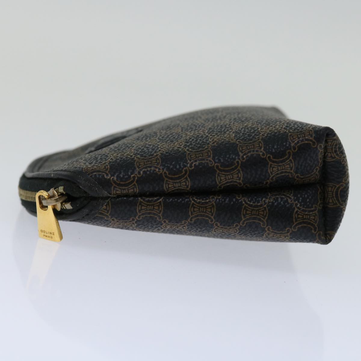 Luxury CELINE Macadam Canvas Cosmetic Pouch PVC Leather Black 68652