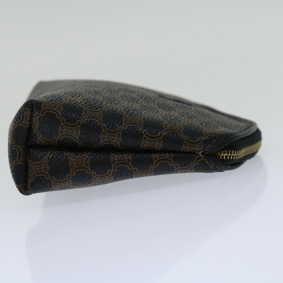 Luxury CELINE Macadam Canvas Cosmetic Pouch PVC Leather Black 68652