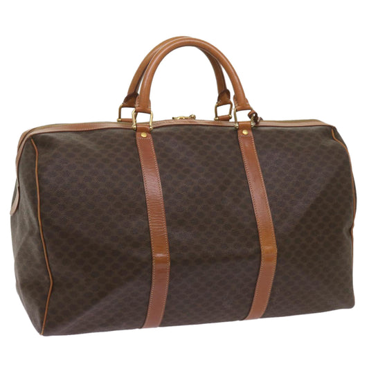 Luxury CELINE Macadam Canvas Boston Bag PVC Brown 68690