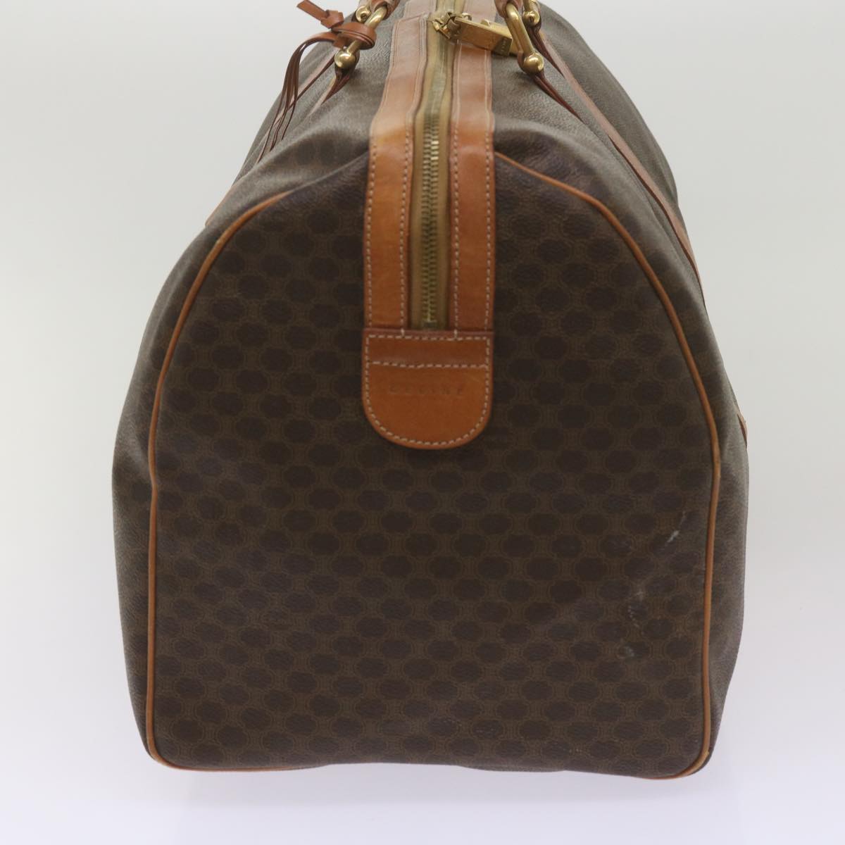 Luxury CELINE Macadam Canvas Boston Bag PVC Brown 68690