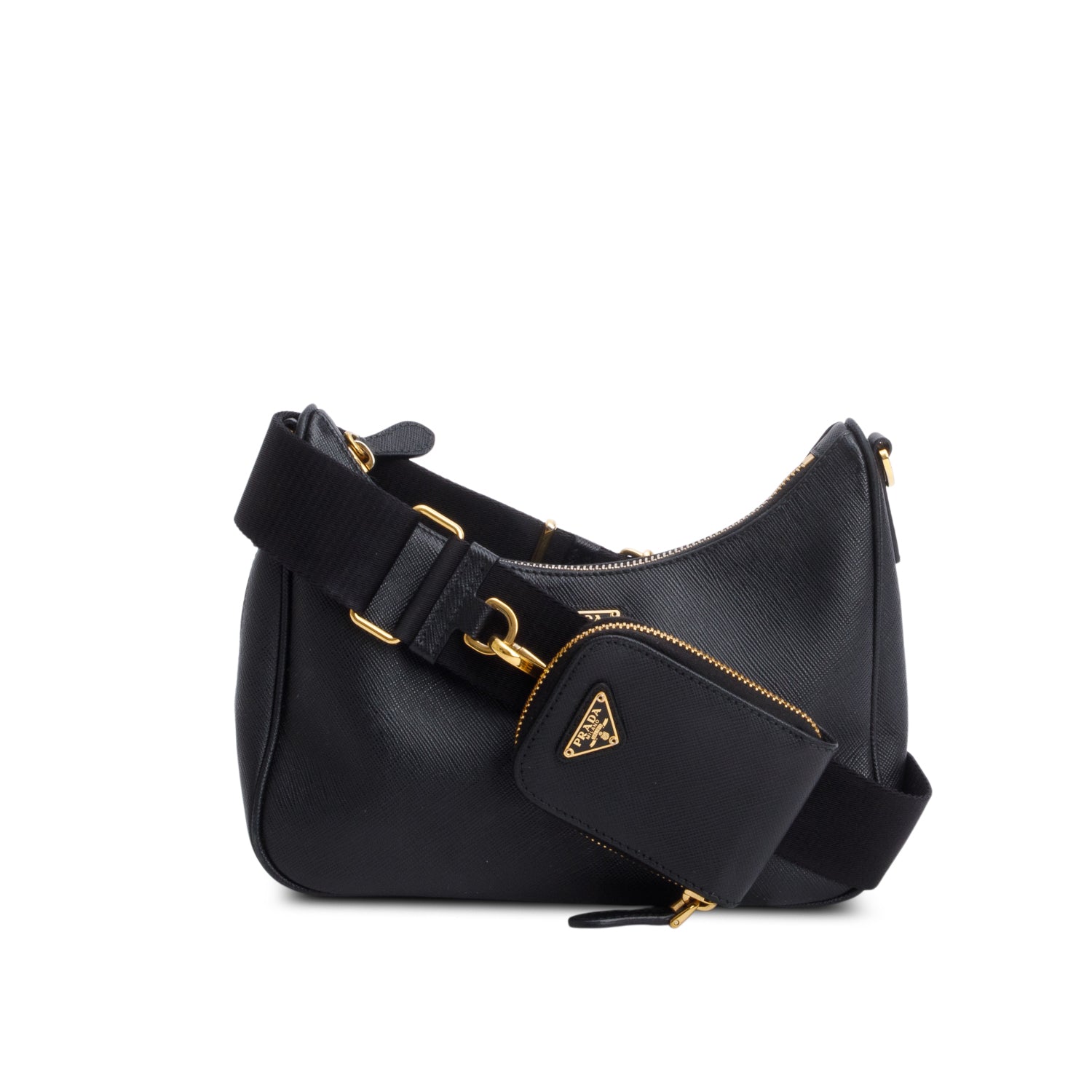 Prada Black Saffiano Leather Re-Edition 2005 Shoulder Bag