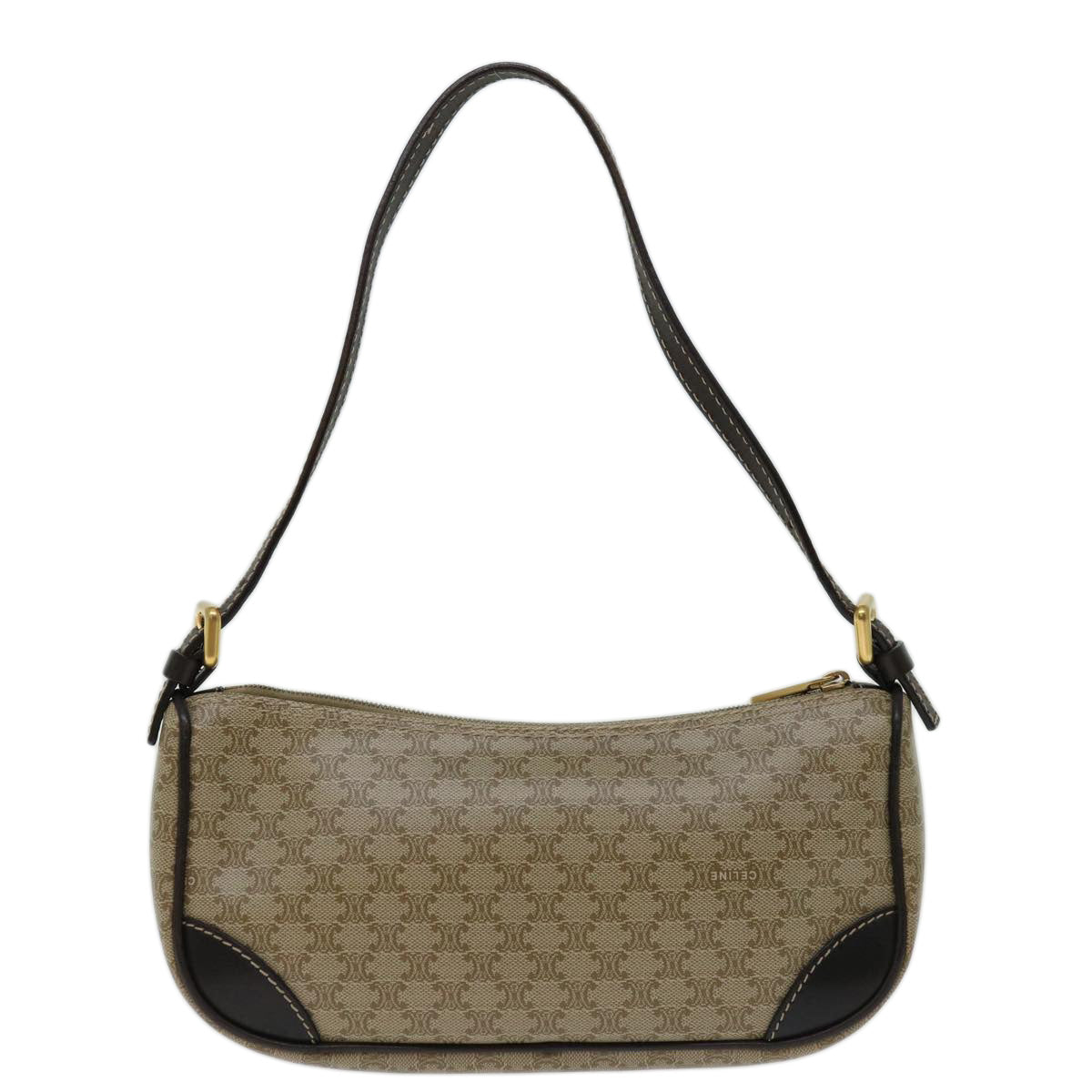 Luxury CELINE Macadam Canvas Accessory Pouch PVC Beige 68843