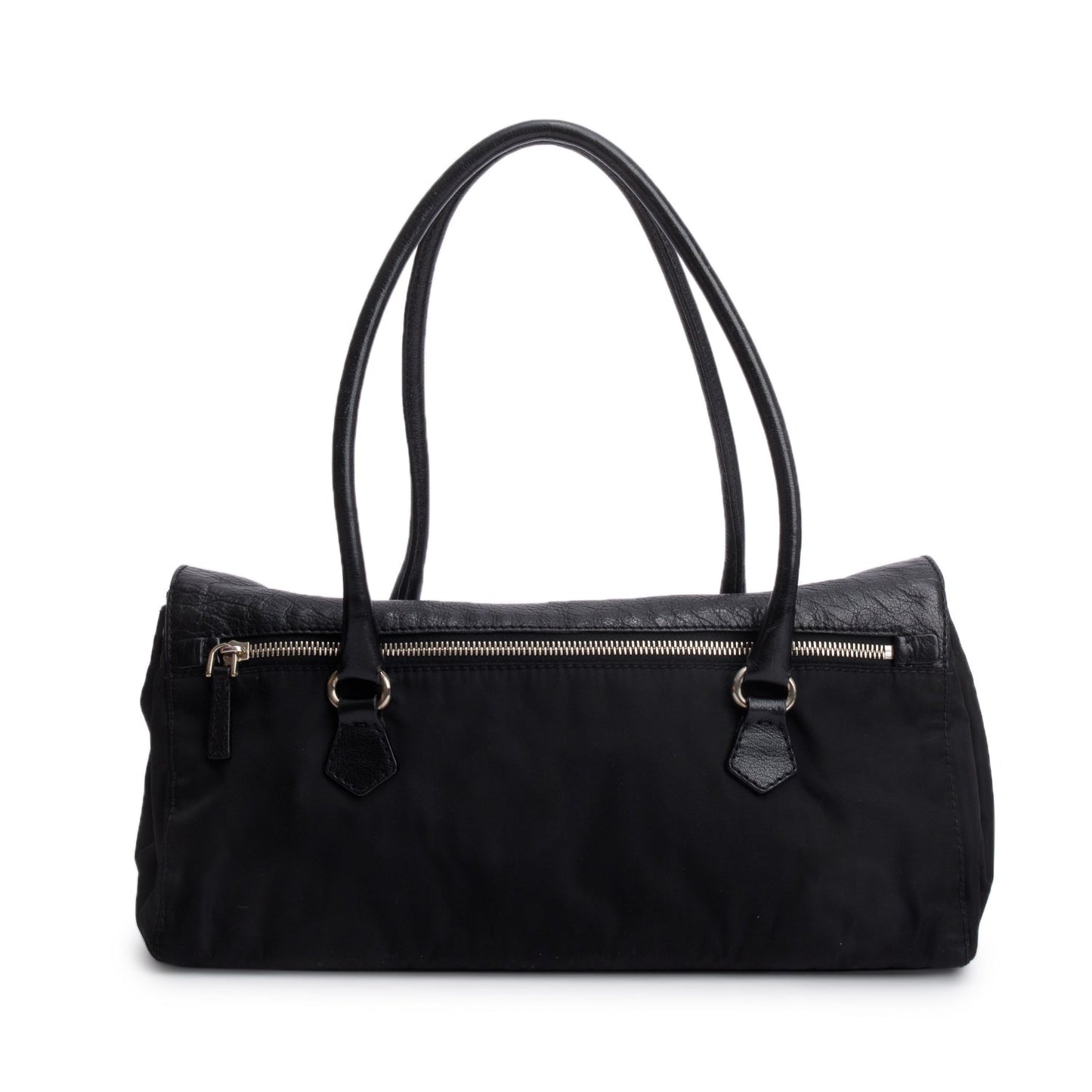 Prada Black Tessuto Nylon Bufalo Leather Easy Shoulder Bag