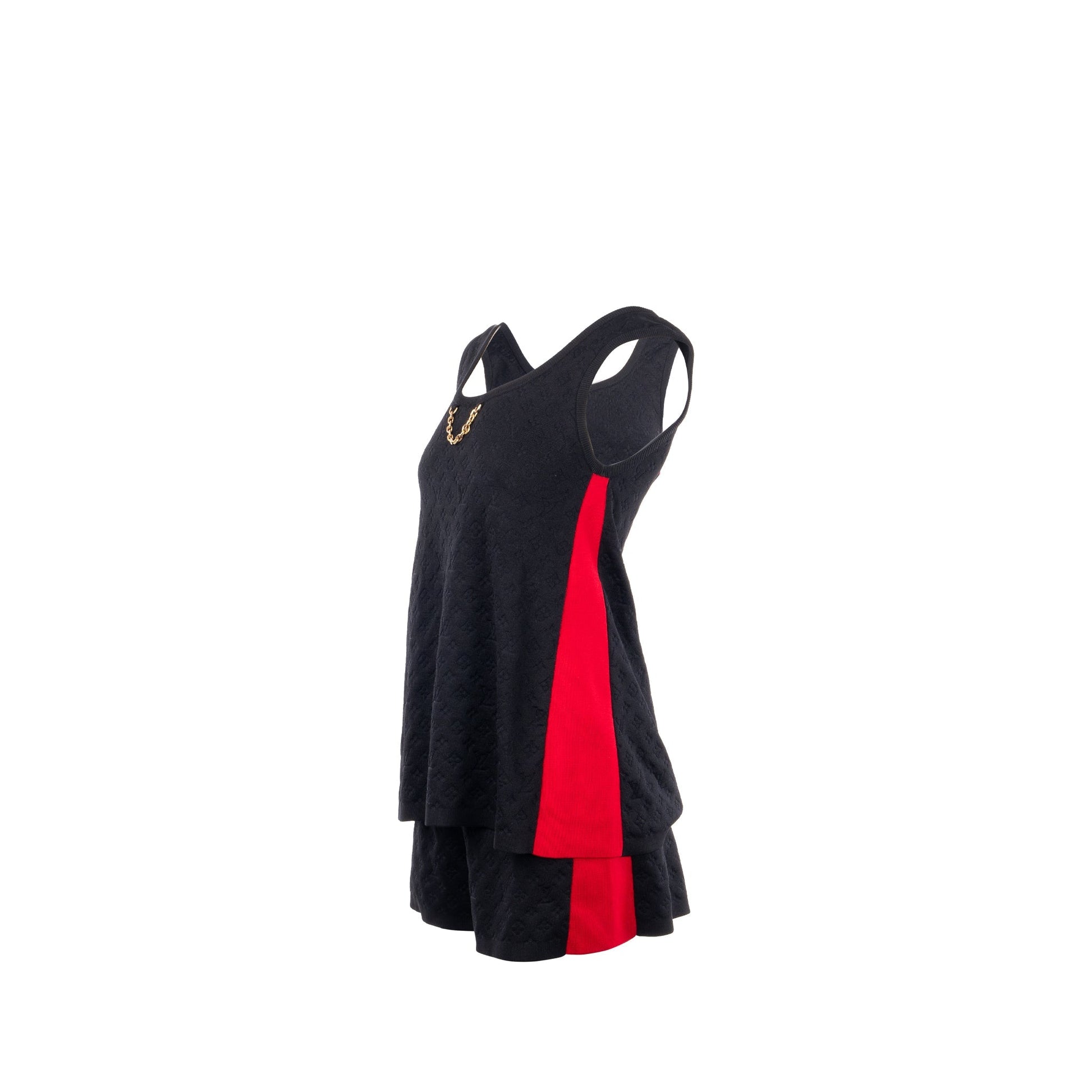 Louis Vuitton size XS Sporty Tank Top and shorts suit Embossed Monogram silk/polyamide black /red Shoulder Bag