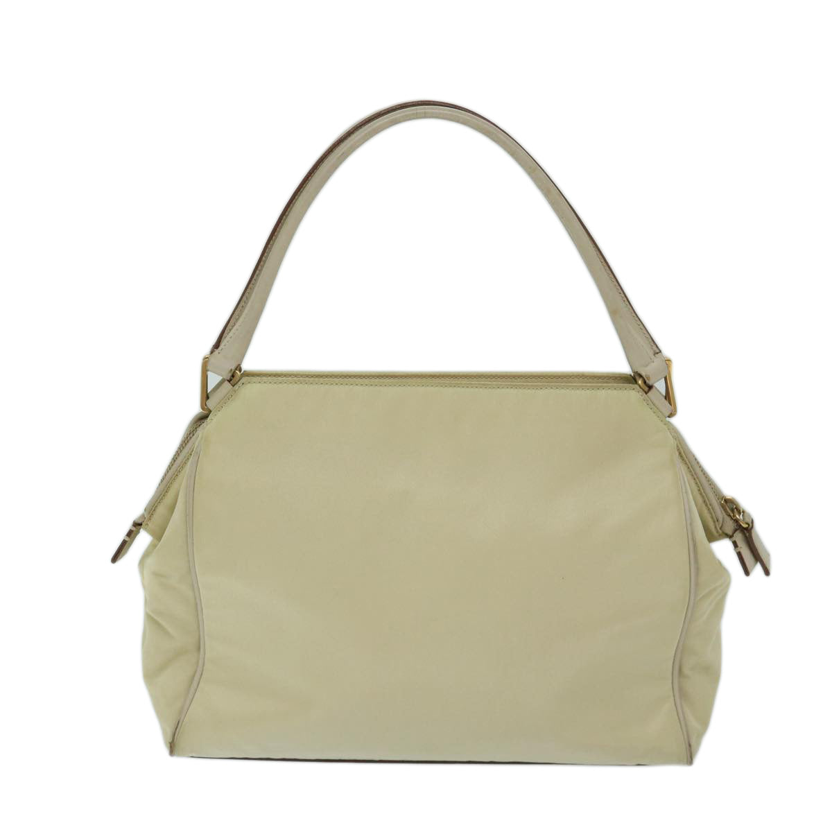 PRADA Hand Bag Nylon Beige Auth 69075