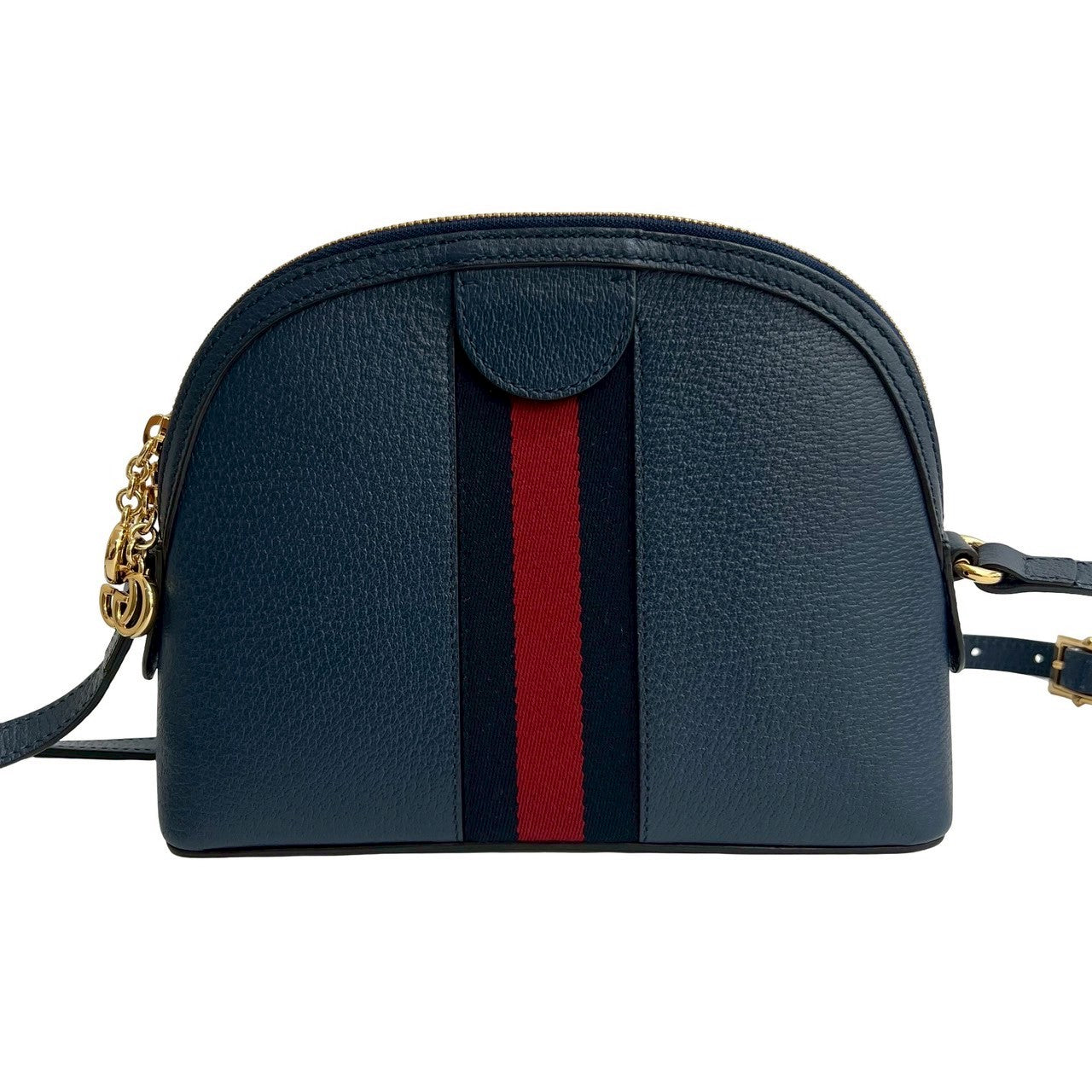GUCCI Shoulder Bag leather Navy Sherry line Ofidia