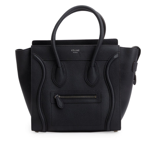 Celine Black Calfskin Leather Micro Luggage Tote