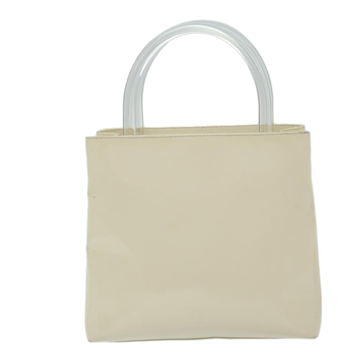 PRADA Hand Bag Enamel White Auth 69200