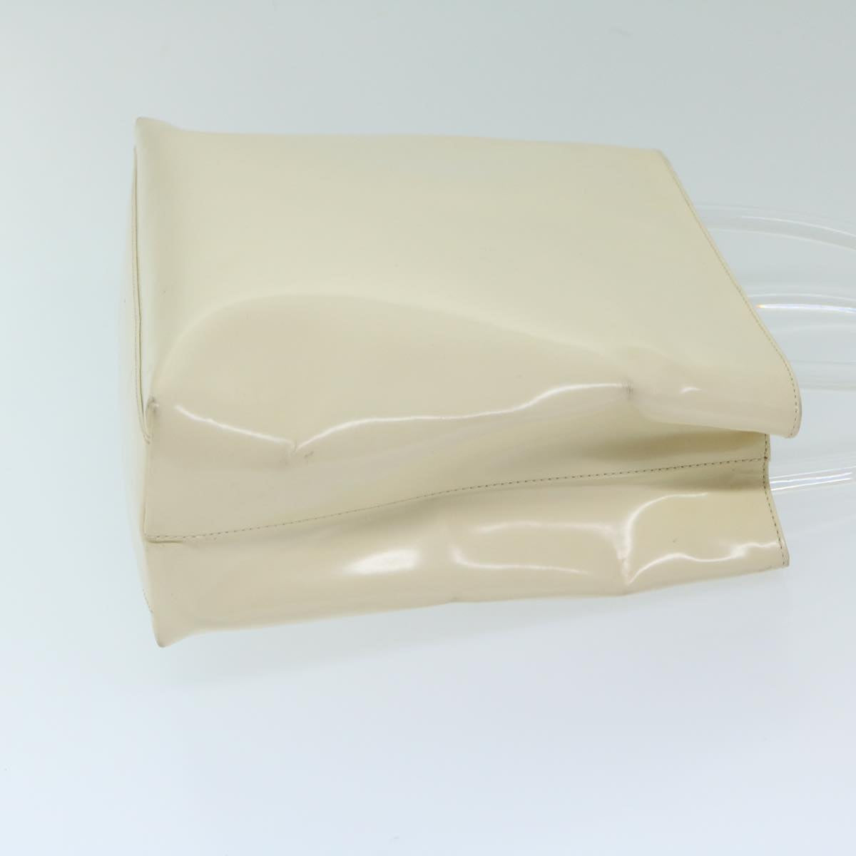 PRADA Hand Bag Enamel White Auth 69200