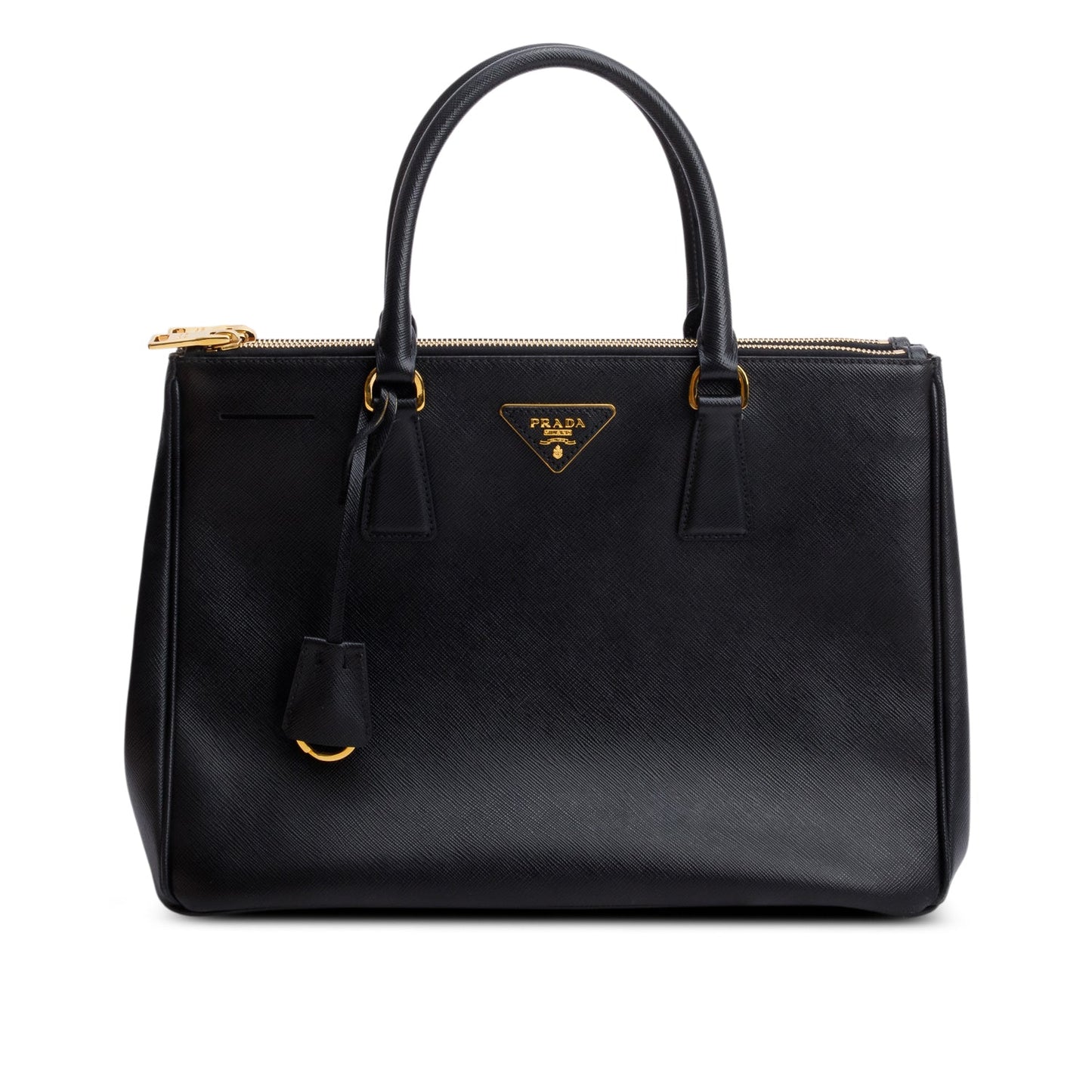 Prada Black Saffiano Lux Medium Double Zip Galleria Tote